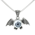 Gothic retro bat wing necklace featuring a realistic blue eyeball pendant with box chain - Pendant Only (No Chain) / Steel