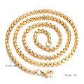 Collana a catena box dorata da 3mm in acciaio inossidabile per uomo e donna - Solo Catena Intrecciata Senza Pendente / Larghezza 3.0 Lunghezza 60CM / Oro
