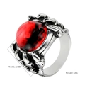 Anello artiglio di drago in acciaio al titanio stile punk con grande gemma occhio rosso - US 7 / Base Acciaio Rosso
