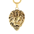 Collar para hombre con colgante de cabeza de león dorado en acero inoxidable y cadena - Solo Colgante (Sin Cadena) / Dorado