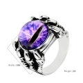 Anello punk gotico artiglio di drago con occhio di nebulosa viola in acciaio inossidabile - US 7 / Viola