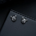 Macro shot of vintage pig head ear studs with detailed engraved textures and black finish - Clip-on Earrings / Gun Black Ear Clips (Pair)