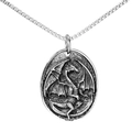 Retro Drachenanhänger aus Edelstahl mit geprägtem Design und Boxkette für Herren - Einzelner Anhänger (Ohne Kette) / Silber