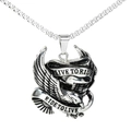 Collana con ciondolo aquila vintage in acciaio inox con nastro Live to Ride e catena box - Ciondolo Solo (Senza Catena) (Colore Acciaio)