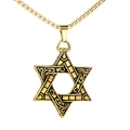Vintage gouden Davidster hanger ketting met gegraveerde texturen voor mannen - Alleen Hanger (Geen Ketting) / Goud