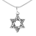 Vintage roestvrijstalen halsketting met hexagram ster hanger in antiek zilveren finish - Alleen Hanger (Geen Ketting) / Staalkleur