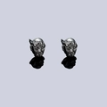 Pendientes de máscara de ópera retro en negro metalizado con reflejo de espejo - Stud aretes / Color gunmetal