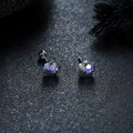 Detailed close-up of gradient firework cut crystal earrings with titanium steel studs - Gray Green Fireworks Cut (X8888-F)