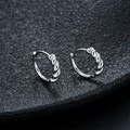 Macro delle orecchini a cerchio intrecciati argento con trama metallica dettagliata - Stile Intrecciato Argento (X1072-A)
