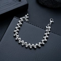 Geflochtenes Edelstahl-Kugelarmband in Silber mit Karabinerverschluss für Herren - Silberner Ineinandergreifender Perlenstil (S531-A)