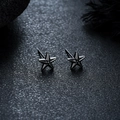Macro shot of polished silver star stud earrings on dark textured background - X1060-B (Pentagram Stud) / Gunmetal