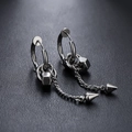 Industrial style titanium steel drop earrings featuring hexagon nuts and tapered metal cones - Ear Clip Style (Single Piece)
