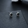 Macro di orecchini a serpente in argento con pietre nere e occhi verdi da uomo - Argento Con Strass Nero
