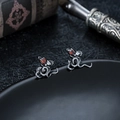 Macro di orecchini a serpente vintage con pietre preziose rosse e stile di lusso - Rosso Pezzo Singolo (X1107-B)