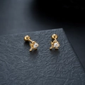 Goldene Herz-Ohrstecker mit Flügeln, Zirkonia-Stein und Schraubverschluss-Design - Gold Stück