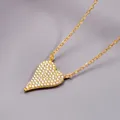 Elegante 925 Sterling Silber Gold Herzanhänger Kette mit schimmerndem Zirkonia-Pavé-Besatz - 925er Silber / Gold