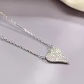 Elegante 925 Sterling Silber Herzkette mit glitzernden weißen Zirkoniasteinen im Pavé-Stil - 925er Silber / Weißgold