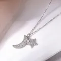 Halskette mit Stern- und Mondanhänger aus S925 Silber mit funkelnden Zirkonia - 925er Silber / Silber