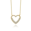 Halskette aus 925 Sterling Silber mit Herzanhänger, Goldbeschichtung und funkelnden Zirkonen - 925er Silber / Gold