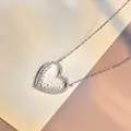 S925 Sterling Silber Herzkette mit einem mikro-gepflasterten Zirkonia Hohl-Anhänger - 925er Silber / Silber