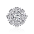 Exquisite S925 sterling silver ring with flower pattern and heart-shaped hollow design - US 6 / White