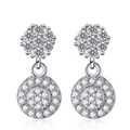 Close-up of double ring earrings with s925 silver plating and sparkling crystal pave - Silver