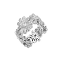 Elegante anillo de margaritas en plata de ley S925 con circonitas blancas micro-pave - US 6 / Plateado