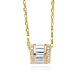 Elegante collana cilindro in argento S925 dorato con zirconi rettangolari lucidi - Argento 925 / Oro