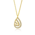 Minimalist S925 sterling silver hollow teardrop pendant necklace with pavé stones - 925 Silver / Gold