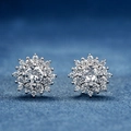 Sparkling S925 sterling silver snowflake stud earrings on dark blue velvet - Stud Earrings