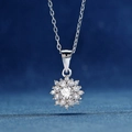 Elegant S925 sterling silver snowflake pendant necklace with sparkling zircon stones - Necklace