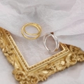 Minimalist double layered 925 sterling silver stacked rings in gold and silver finish - US 6 / White Gold