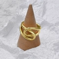 Intertwined 925 sterling silver ring with a polished golden finish and knotted design - US 6 / Gold
