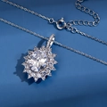 Luxurious S925 silver necklace with a large oval white gemstone and diamond halo - Necklace