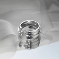 Three-layer stacked S925 sterling silver open ring with high-polish silver finish - US 6 / Silver