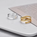 S925 sterling silver minimalist spiral wrap rings in polished gold and silver finishes - US 6 / White Gold