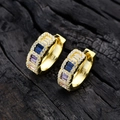 Gold-plated 925 silver hoop earrings with rectangular multi-color sparkling cubic zirconia - 925 Silver / Gold
