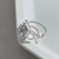 Irregular silver molten lava texture S925 sterling silver open ring for women - Adjustable Open / Silver Irregular Texture (KR-0269)