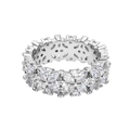 Sparkling S925 sterling silver flower ring featuring marquise-cut crystal petal design - US 6 / White