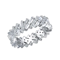 S925 sterling silver ring featuring baguette and round cut cubic zirconia stones - US 6 / White