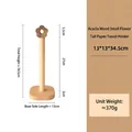 Portarrollos de cocina vertical en madera de acacia con detalle de flor y base firme - Portapañuelos de Madera de Acacia Estilo Alto de Flores (Base de Haya)