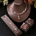 4-Piece Set (Necklace/Bracelet/Ring/Earrings) Red