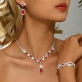 3-Piece Set (Necklace/Bracelet/Earrings) Red