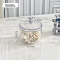 900ML clear plastic food storage jar with silver bear handle and wave pattern lid - 900ml Style