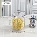 1400ML transparent plastic storage jar with silver bear handle for kitchen pantry - 1400ml Style