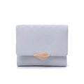 Close-up of light grey leaf buckle wallet with textured satin finish and golden clasp - Leaf Metal Buckle Style (Satin Texture) / Sky Blue