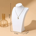 Golden heart pendant necklace displayed on a white bust stand with 29.5cm height - 29cm Height / White Leather