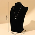 Star pendant necklace with white zircon on golden twisted chain and black bust display - 34cm Height / Black Velvet