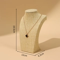Linen necklace mannequin display stand in beige with precise size dimensions shown - 20cm Height / Hemp Fabric