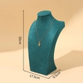 Deep teal velvet mannequin bust for necklace display showing height 30cm and width 17.5cm - 29cm Height / Green Velvet